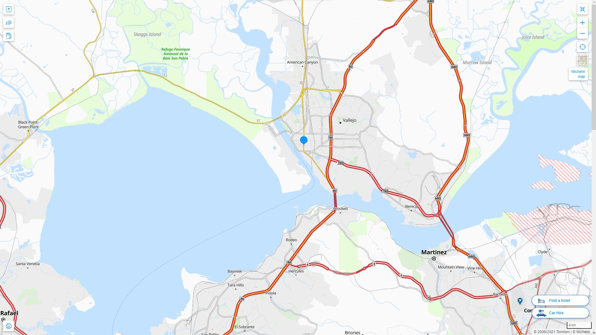 Vallejo California Highway and Road Map